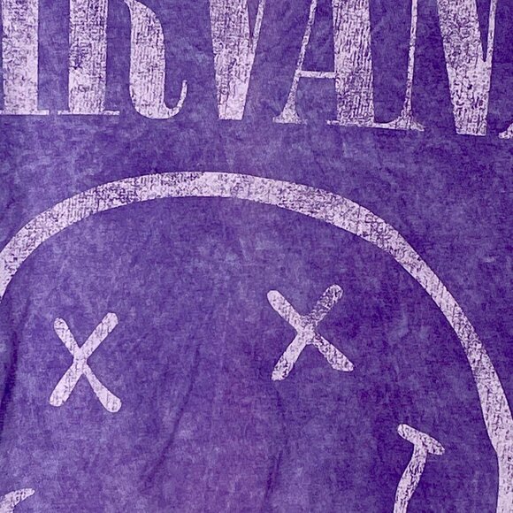 NWOT Nirvana Band Tee Purple Large 100% Cotton Licensed Merch Grunge Rock Smiley - Picture 8 of 10